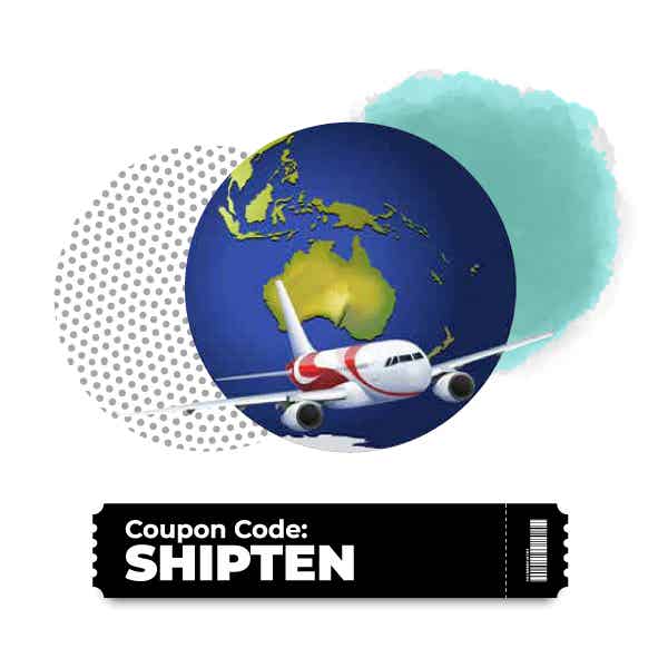 plane flying over earth with 10 percent coupon code shipten