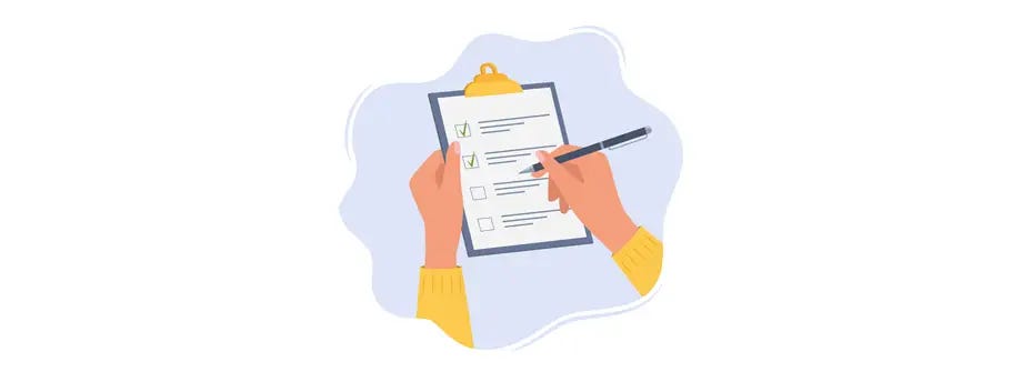 Illustration of hands holding a clipboard with a checklist