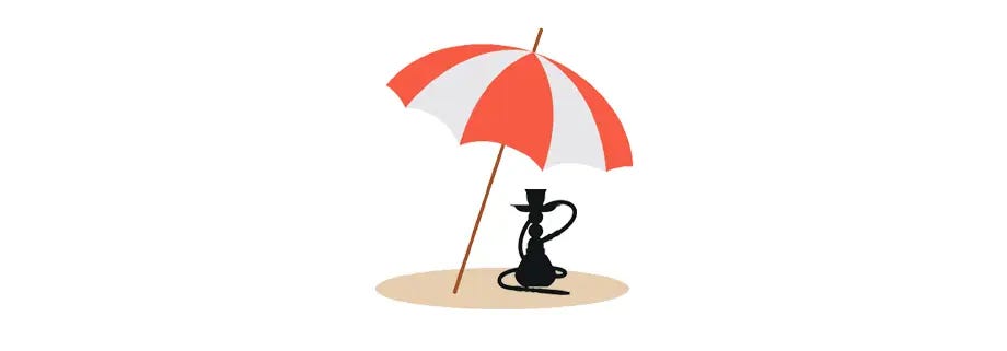 Hookah silhouette under umbrella on beach