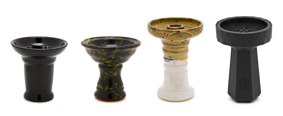 Gambit, Firefly, HookahJohn Retro Harmony, and Starbuzz Paradigm shisha bowls