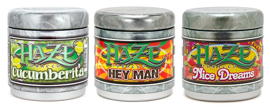 Three tins of Haze shisha tobacco