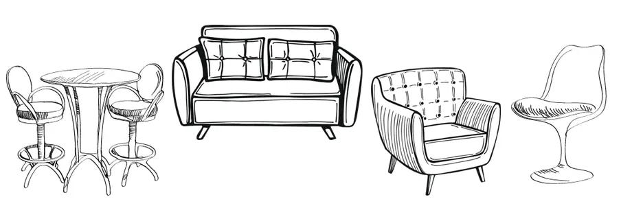 Illustration of various seating options