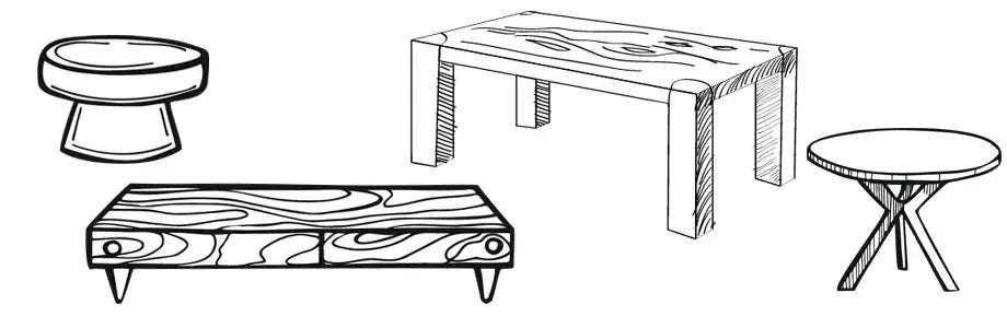 Illustration of different types of tables