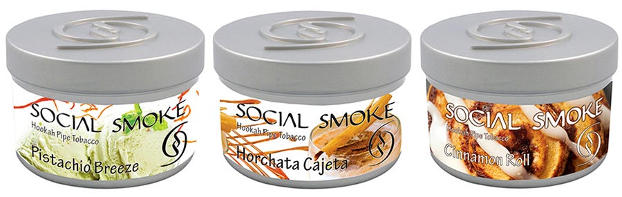 Social Smoke Pistachio Breeze, Horchata Cajeta, and Cinnamon Roll jars