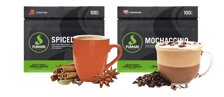 Pouches of Fumari Spiced Chai and Mochaccino