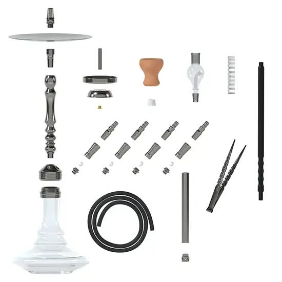 INVI Tesseract hookah broken down to show modular system