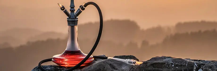 Close up of hookah on mountain top