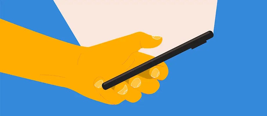 Illustration of a hand scrolling on a smartphone