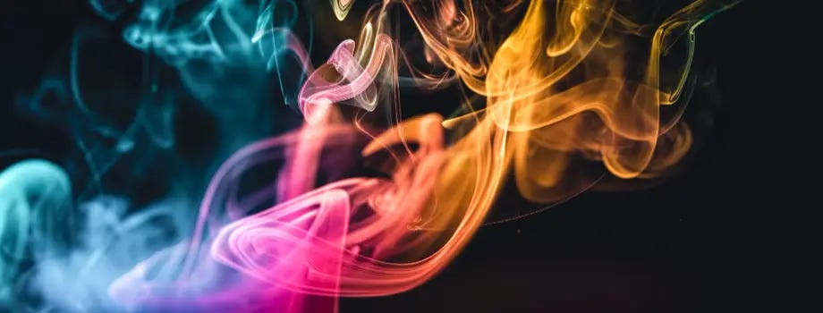 Colored smoke dying out