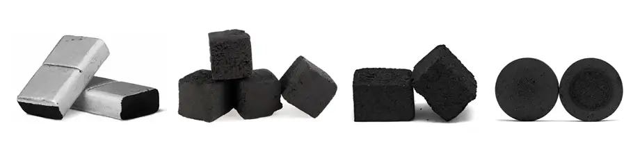 Different styles of hookah charcoal