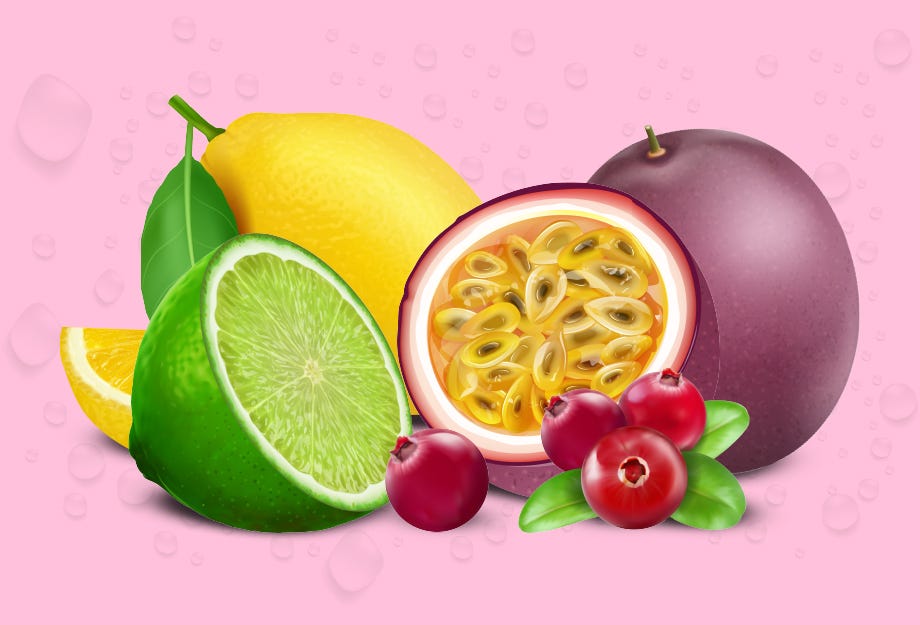 pomegranate lemon lime and cranberries