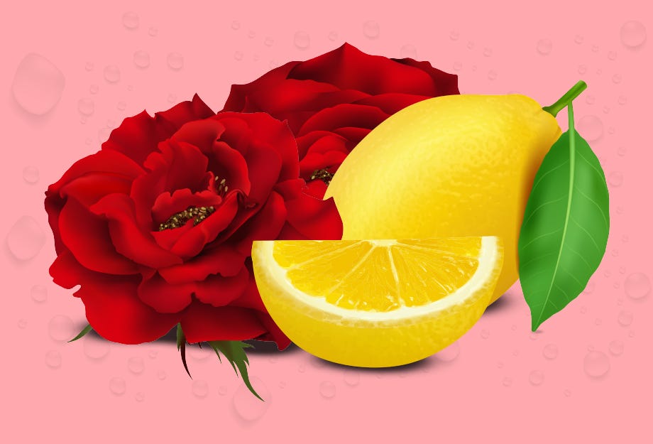 roses and lemon