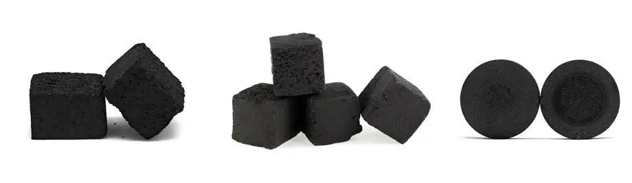 Cube and flat pieces of hookah charcoal