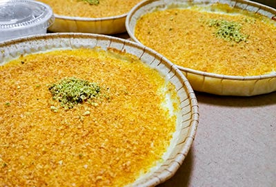 Dishes of Knafeh dessert